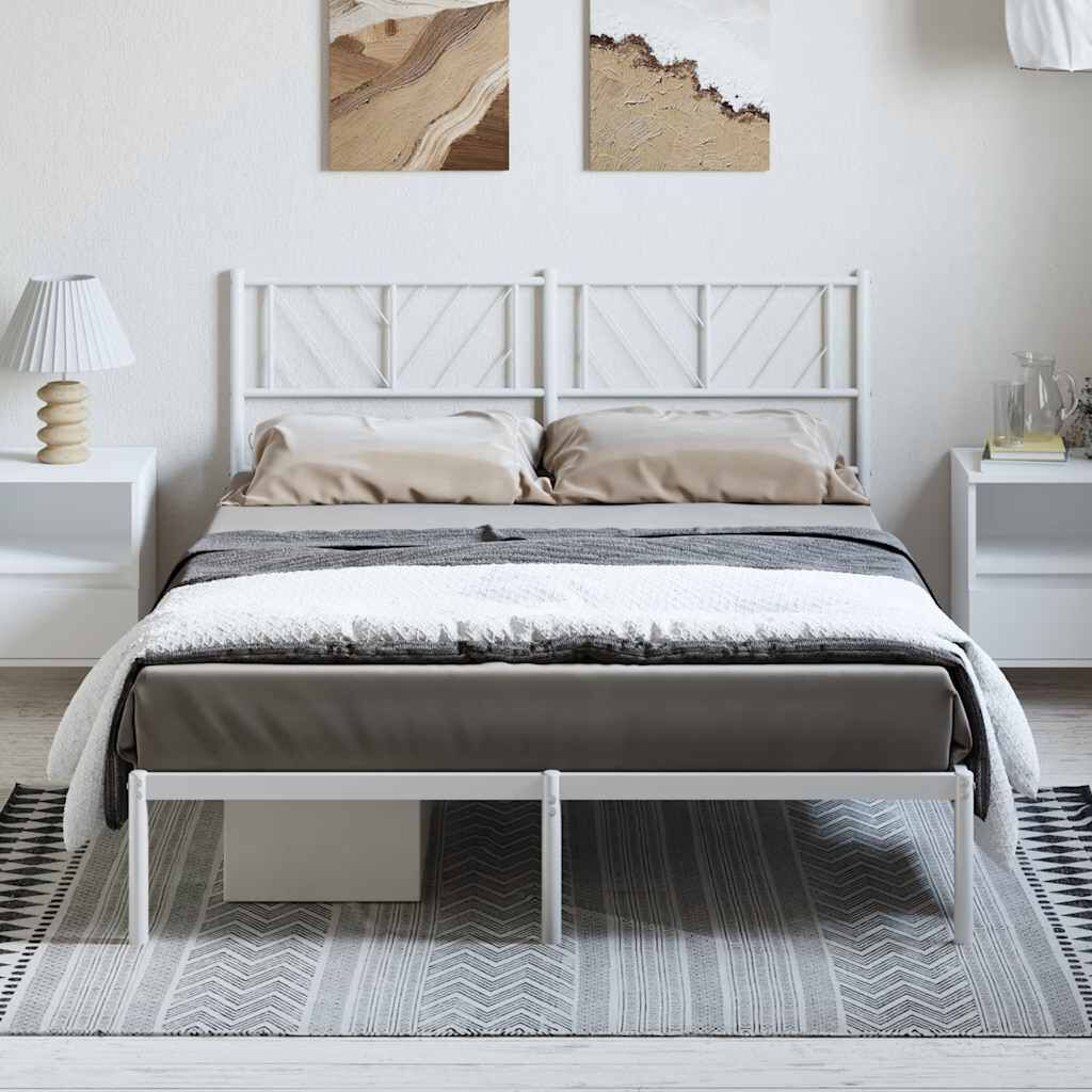 Metal Bed Frame without Mattress with Headboard White 150x200 cm Metal Bed Frame without Mattress with Headboard White 150x200 cm