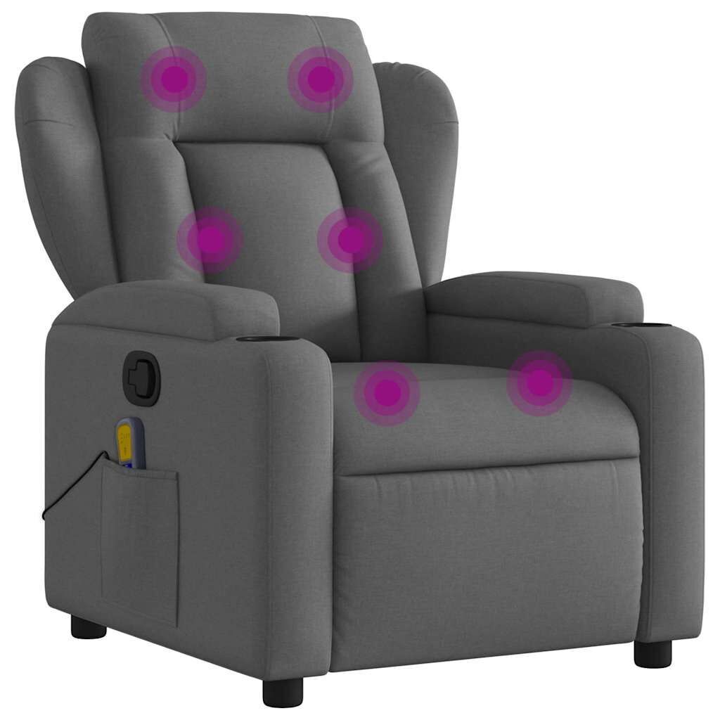 Massage Recliner Chair Dark Grey Fabric Massage Recliner Chair Dark Grey Fabric