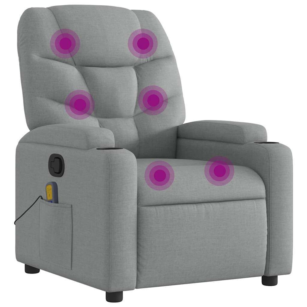 Massage Recliner Chair Light Grey Fabric Massage Recliner Chair Light Grey Fabric