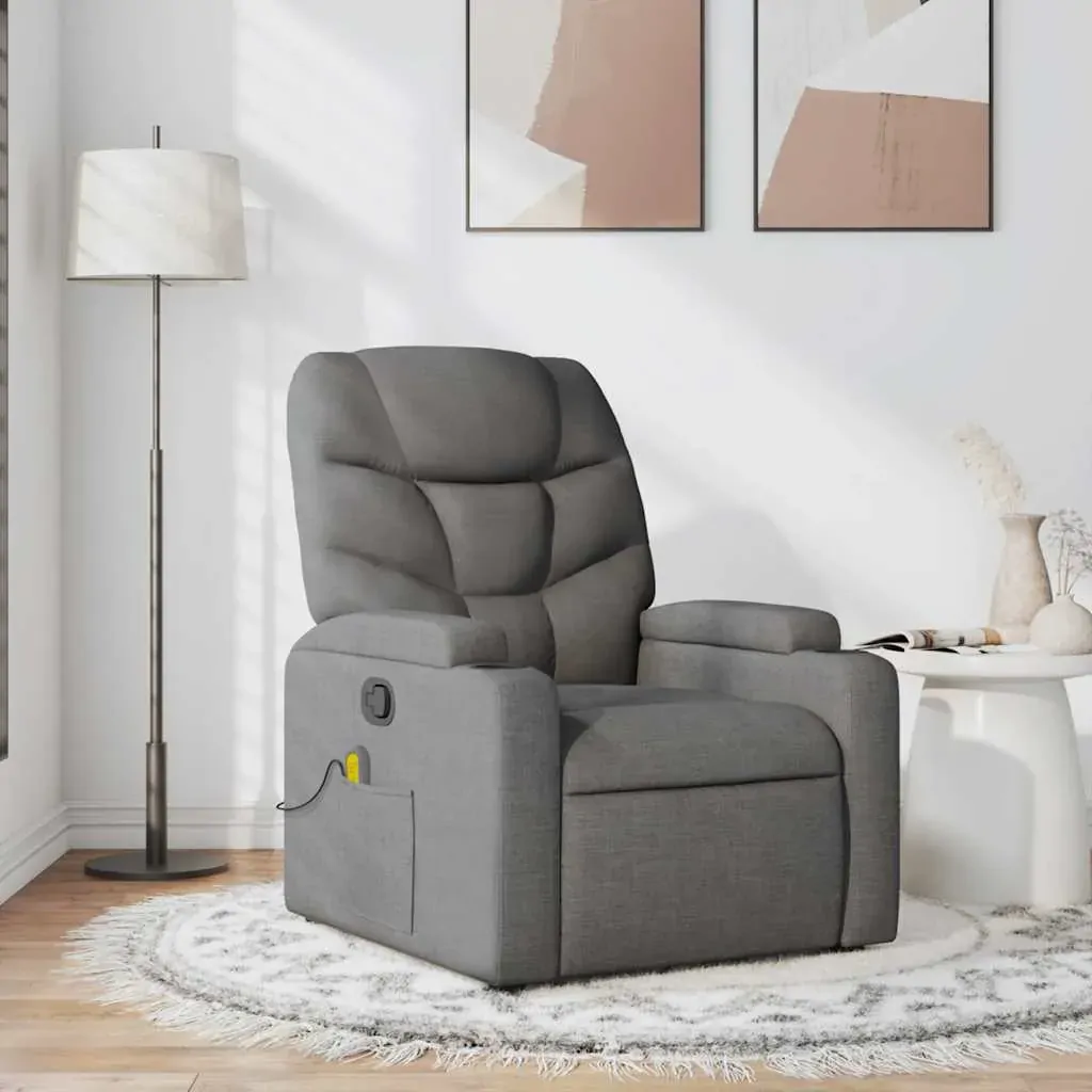 Massage Recliner Chair Dark Grey Fabric Massage Recliner Chair Dark Grey Fabric