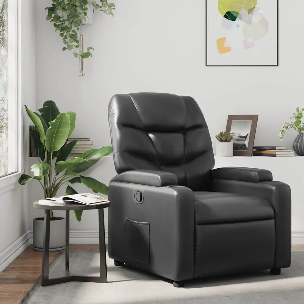 Recliner Chair Black Faux Leather Recliner Chair Black Faux Leather