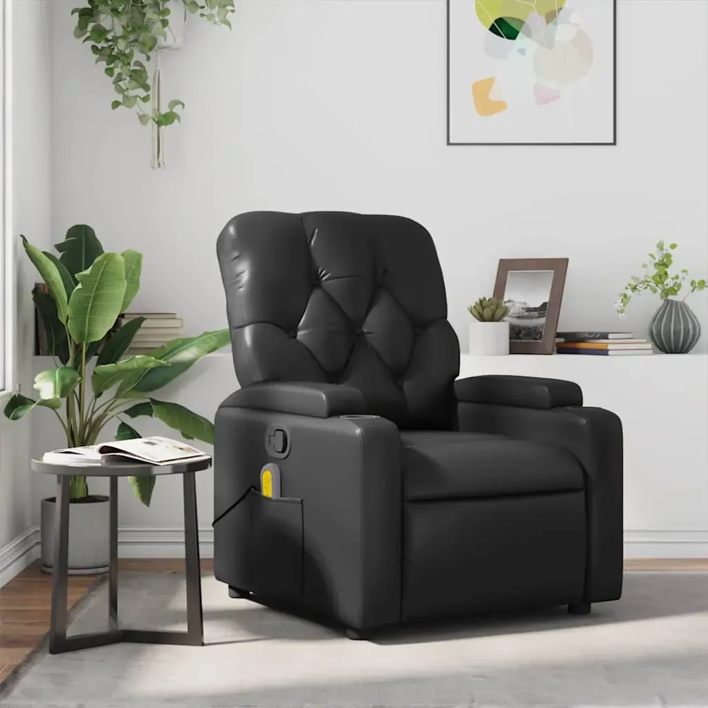 Massage Recliner Chair Black Faux Leather Massage Recliner Chair Black Faux Leather