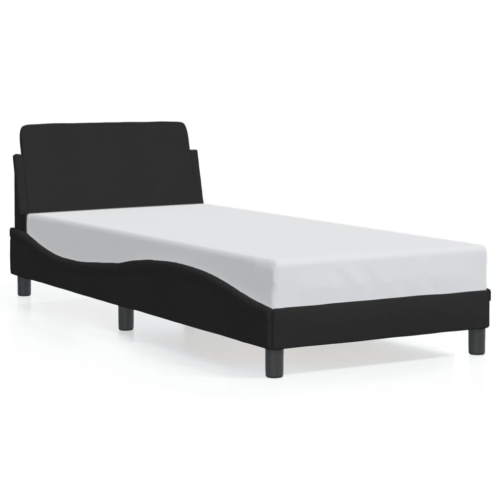 Bed Frame with Headboard without Mattress Black 90x190 cm Fabric Bed Frame with Headboard without Mattress Black 90x190 cm Fabric