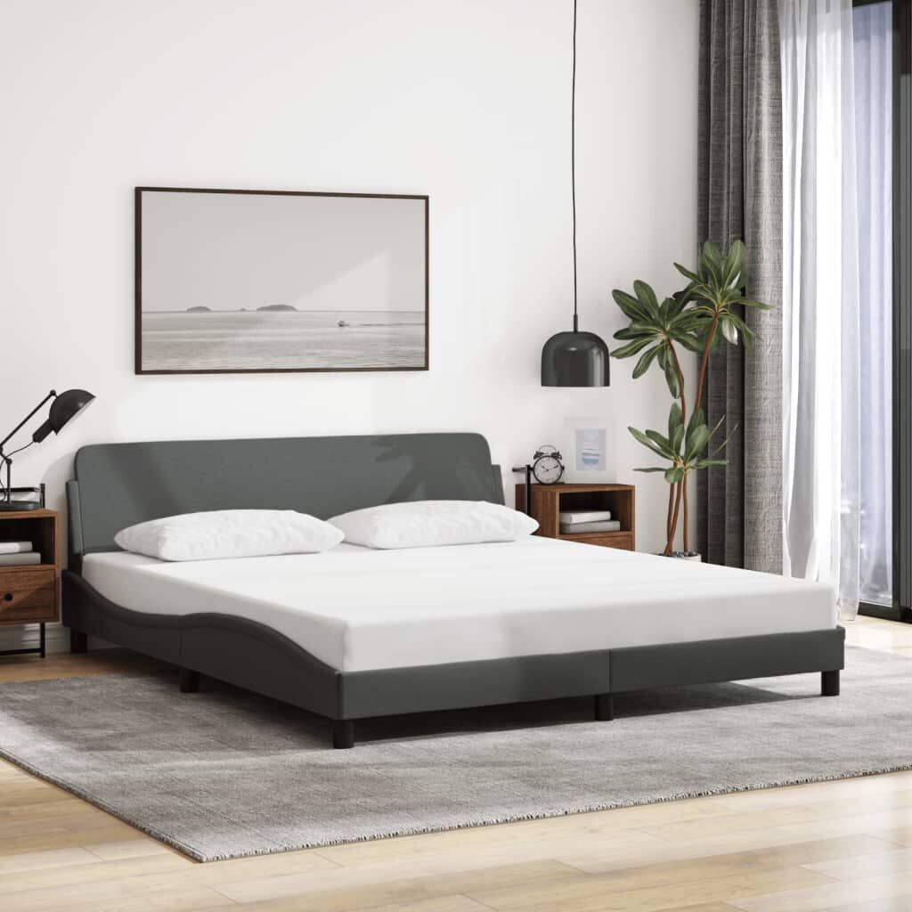 Bed Frame without Mattress Dark Grey 183x203 cm King Fabric Bed Frame without Mattress Dark Grey 183x203 cm King Fabric