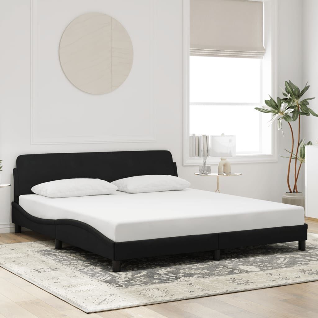 Bed Frame without Mattress Black 183x203 cm King Velvet Bed Frame without Mattress Black 183x203 cm King Velvet