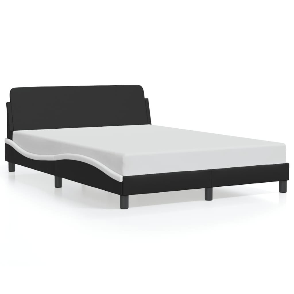Bed Frame without Mattress Black and White 137x187 cm Double Faux Leather Bed Frame without Mattress Black and White 137x187 cm Double Faux Leather