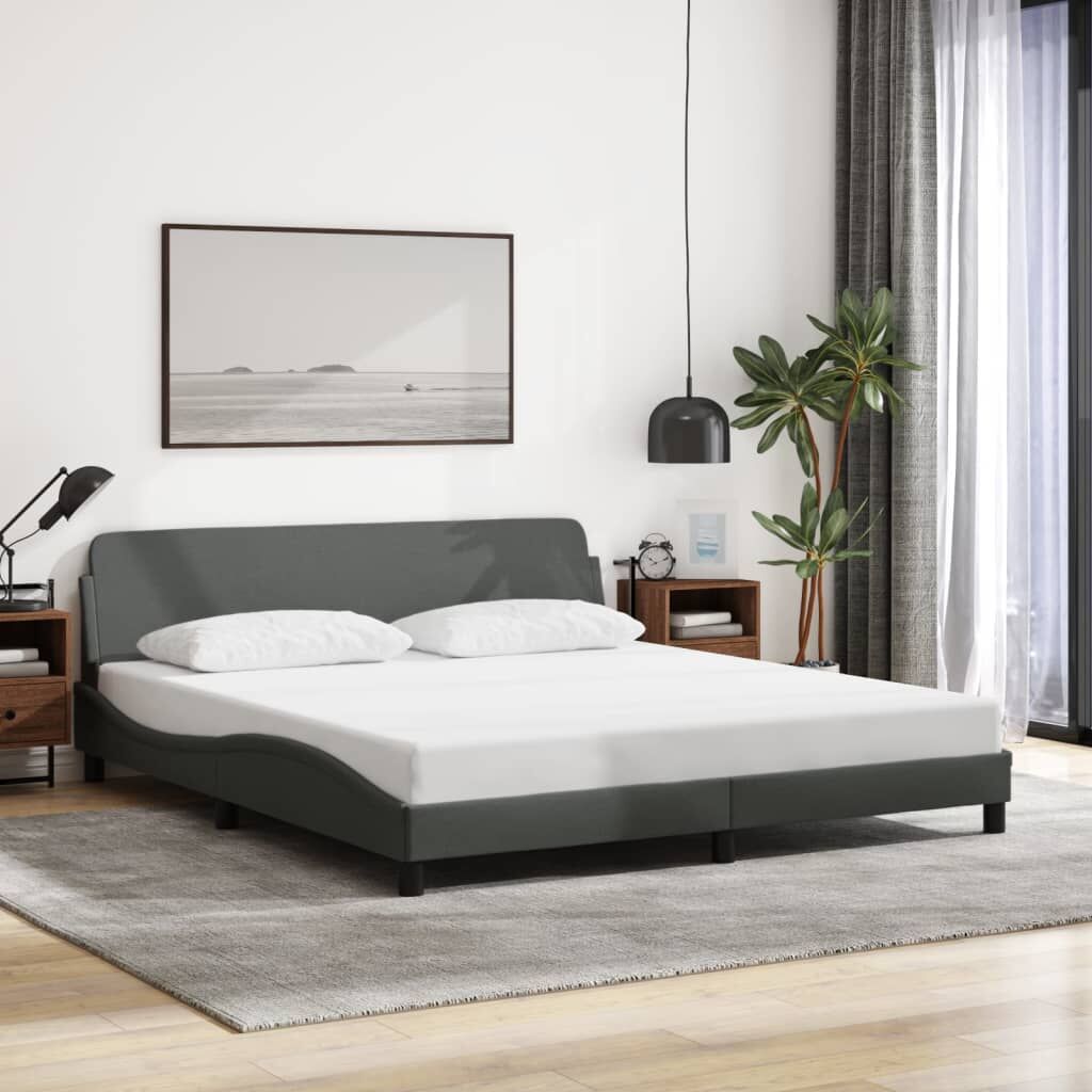 Bed Frame without Mattress Dark Grey 152x203 cm Queen Fabric Bed Frame without Mattress Dark Grey 152x203 cm Queen Fabric