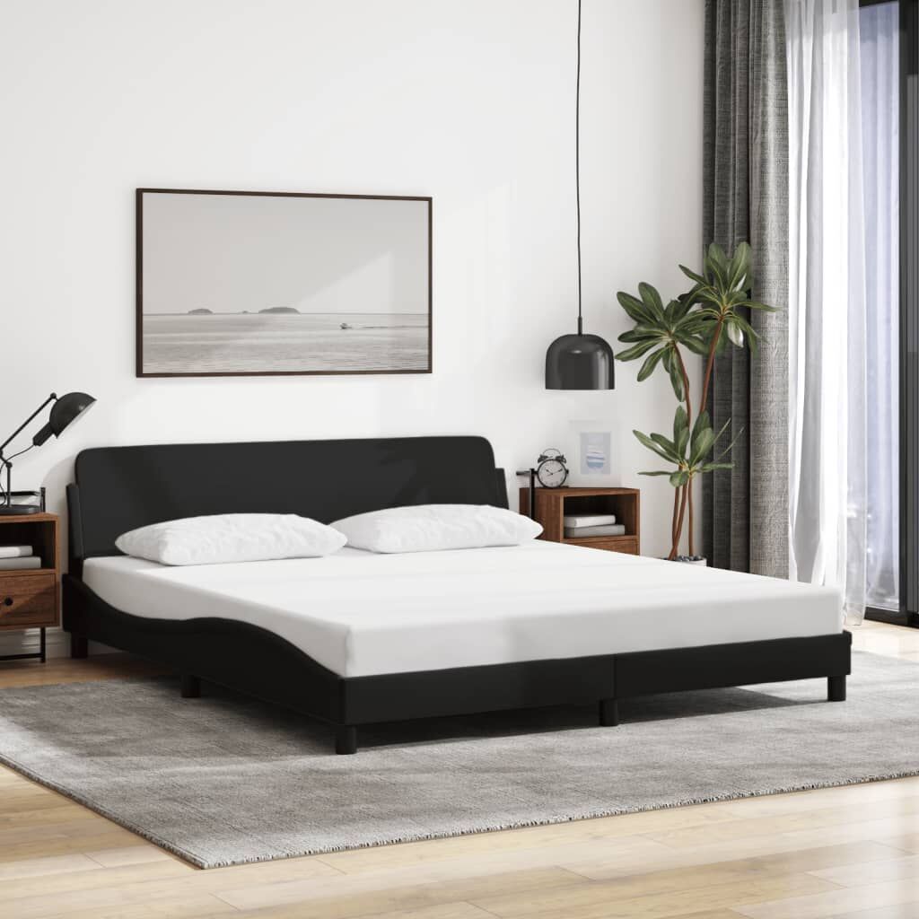 Bed Frame without Mattress Black 152x203 cm Queen Fabric Bed Frame without Mattress Black 152x203 cm Queen Fabric