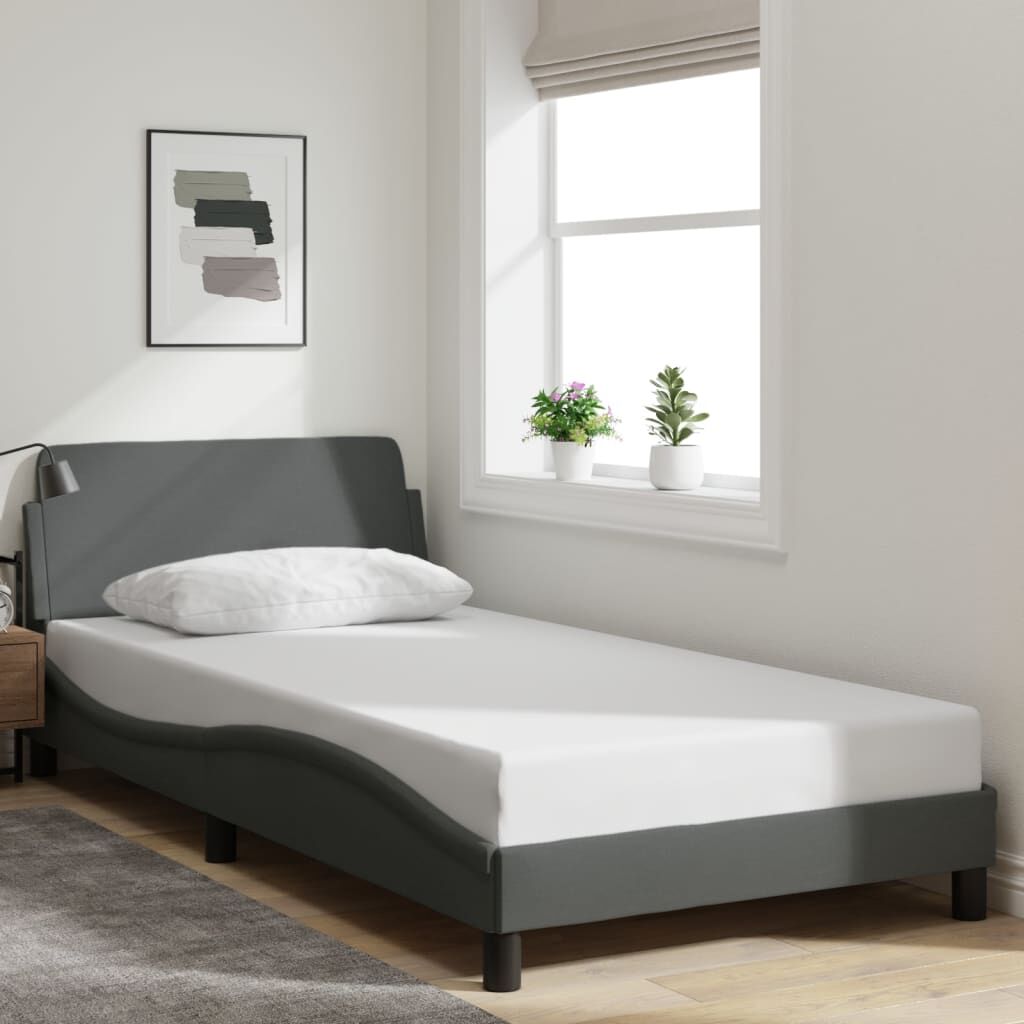 Bed Frame without Mattress Dark Grey 107x203 cm King Single Fabric Bed Frame without Mattress Dark Grey 107x203 cm King Single Fabric