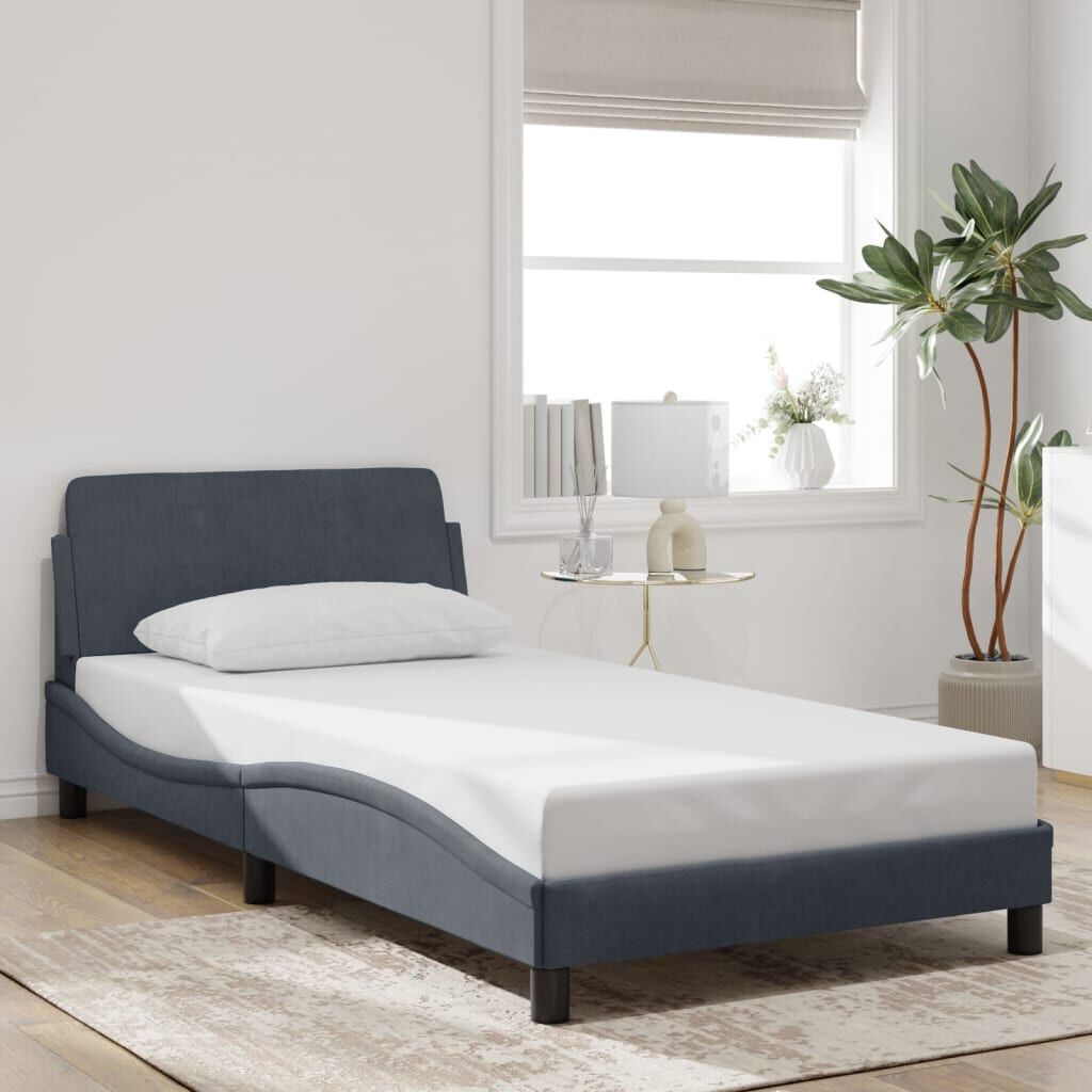 Bed Frame without Mattress Dark Grey 107x203 cm King Single Velvet Bed Frame without Mattress Dark Grey 107x203 cm King Single Velvet