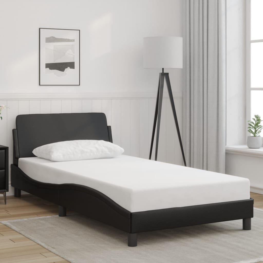 Bed Frame without Mattress Black 107x203 cm King Single Faux Leather Bed Frame without Mattress Black 107x203 cm King Single Faux Leather