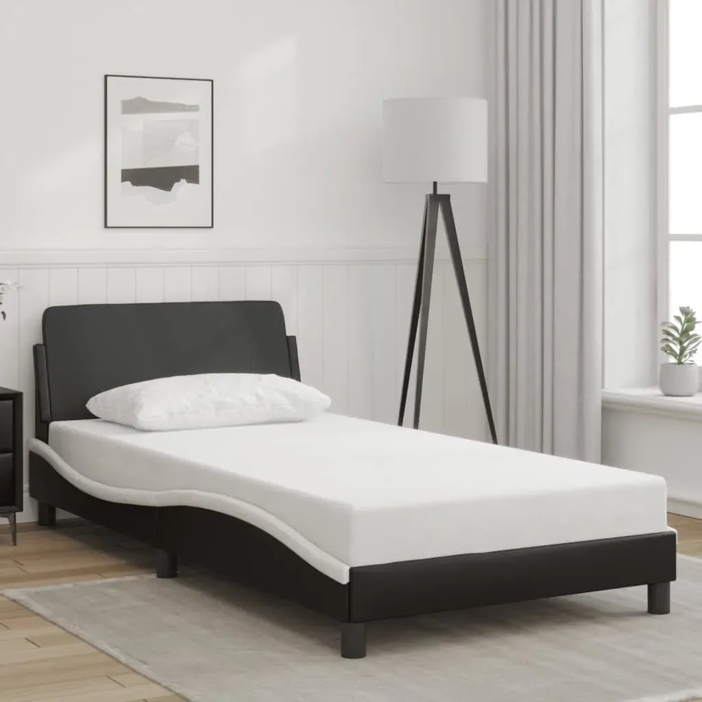 Bed Frame "Dover" Black and White 107x203 cm King Single Faux Leather Bed Frame "Dover" Black and White 107x203 cm King Single Faux Leather