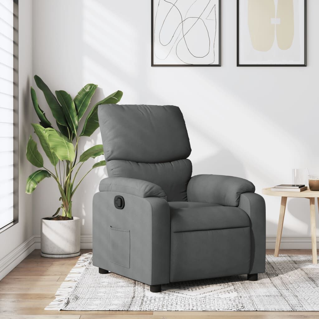 Recliner Chair Dark Grey Fabric Recliner Chair Dark Grey Fabric