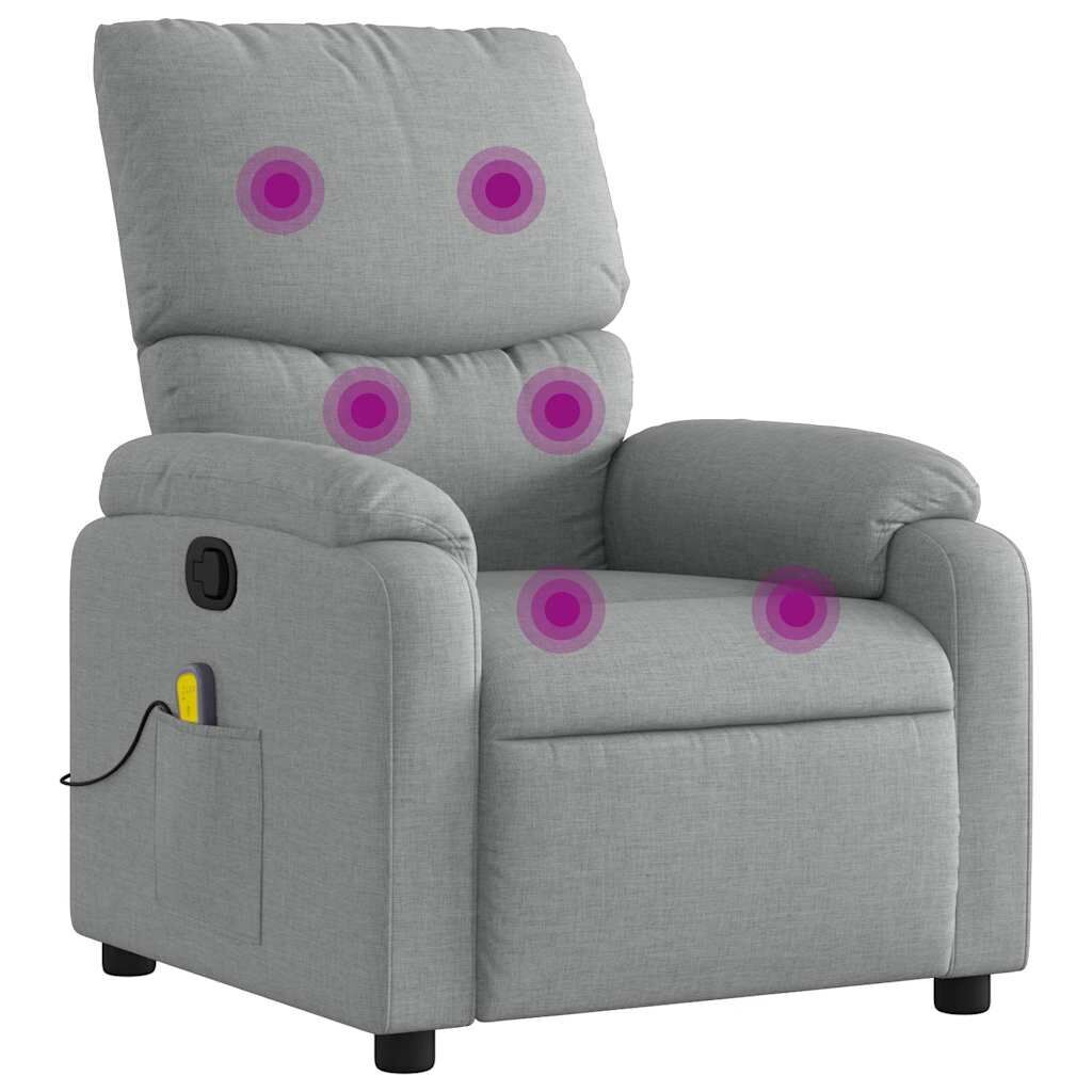 Massage Recliner Chair Light Grey Fabric Massage Recliner Chair Light Grey Fabric