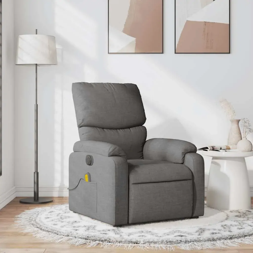 Massage Recliner Chair Dark Grey Fabric Massage Recliner Chair Dark Grey Fabric