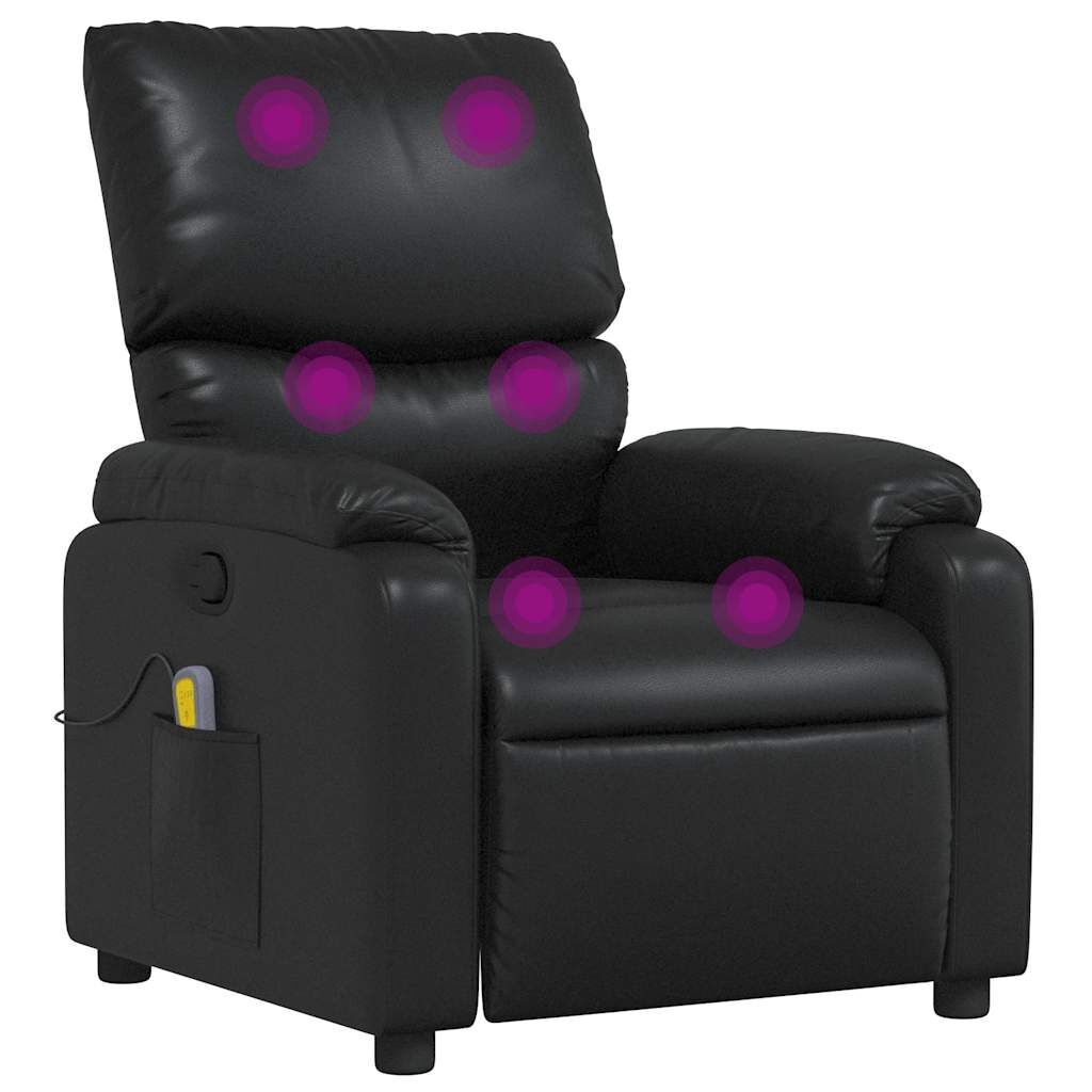 Massage Recliner Chair Black Faux Leather Massage Recliner Chair Black Faux Leather