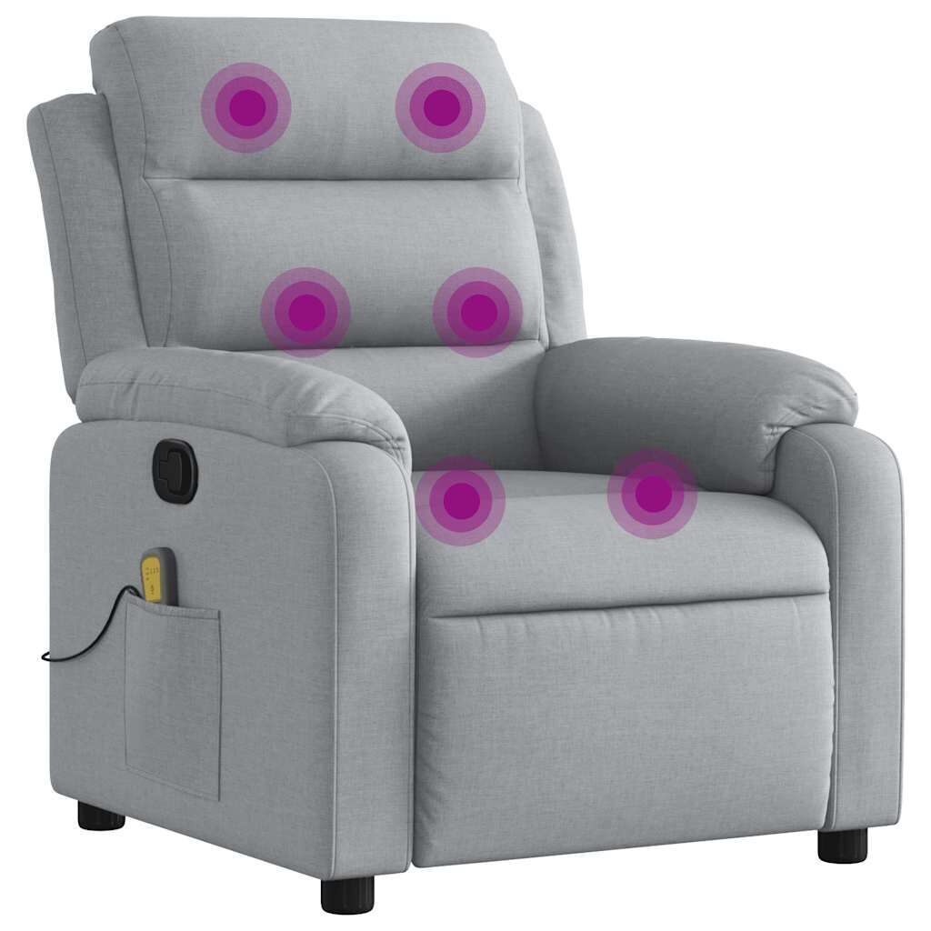 Massage Recliner Chair Light Grey Fabric Massage Recliner Chair Light Grey Fabric