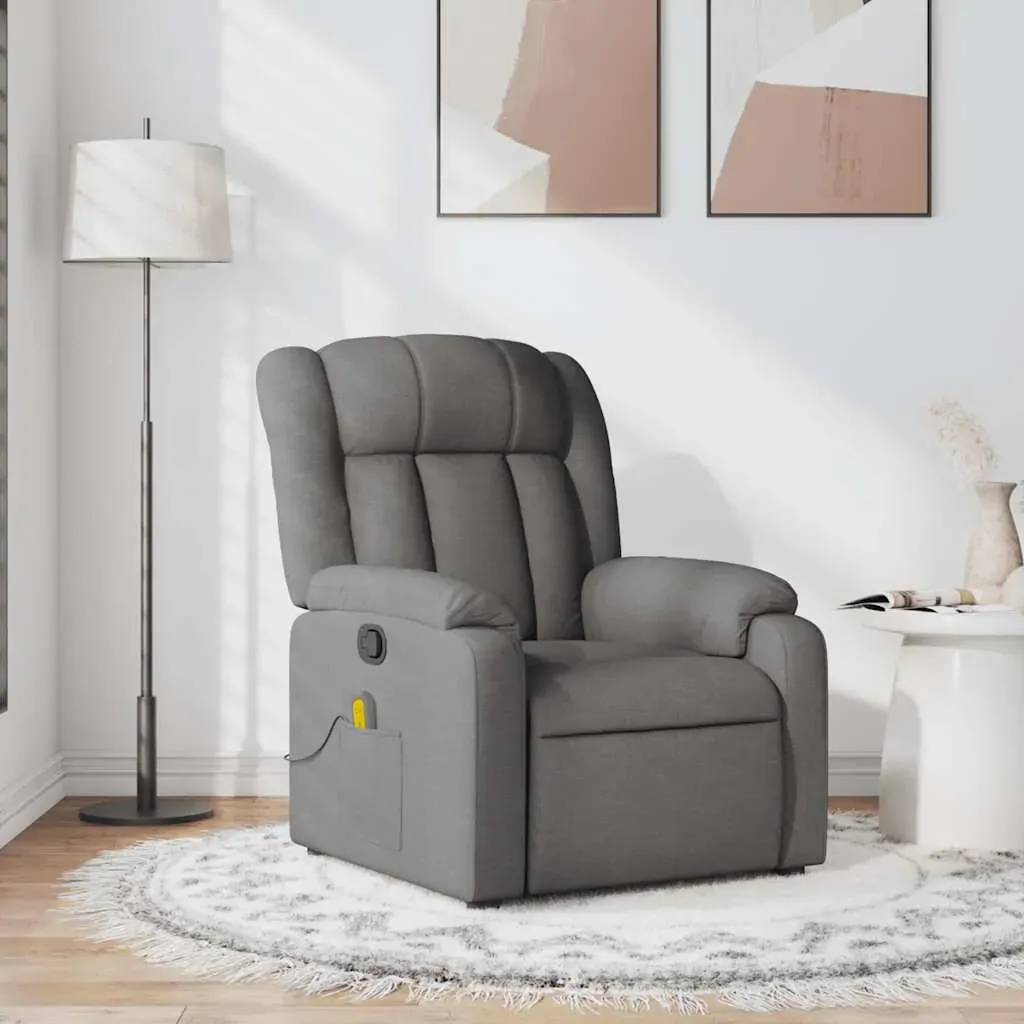 Massage Recliner Chair Dark Grey Fabric Massage Recliner Chair Dark Grey Fabric