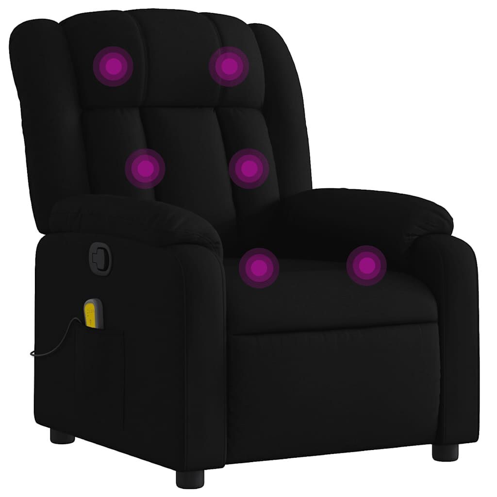 Massage Recliner Chair Black Fabric Massage Recliner Chair Black Fabric