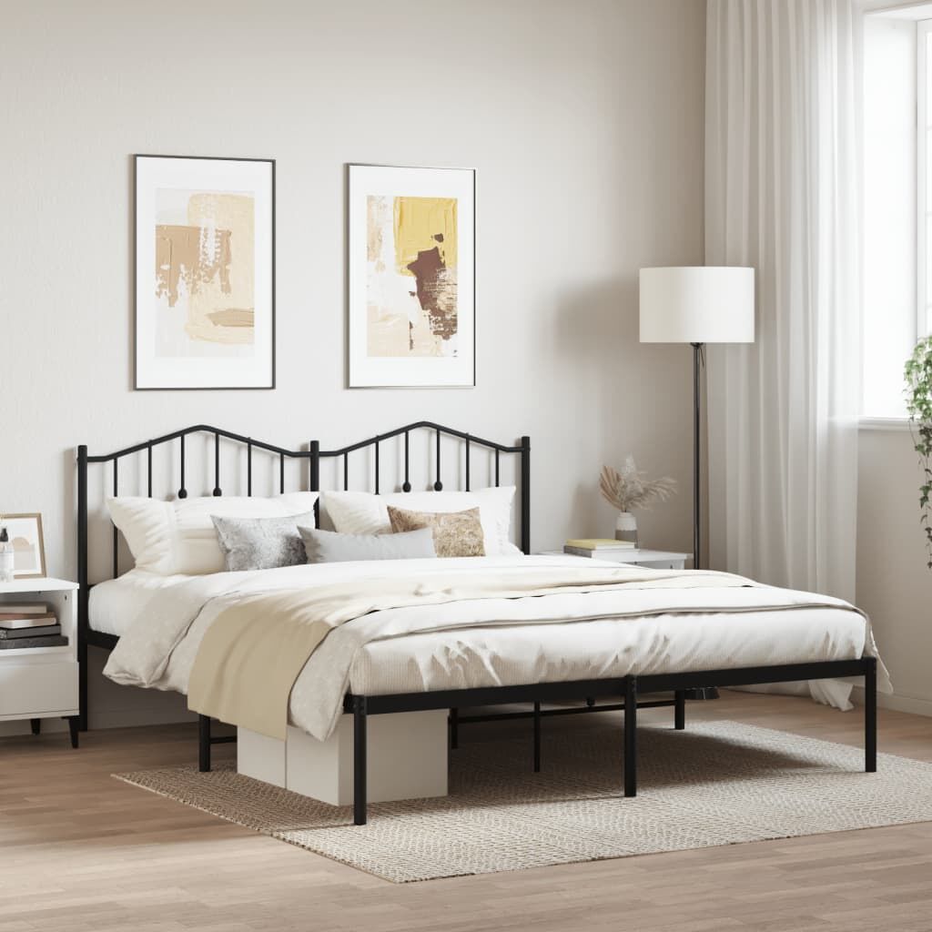 Metal Bed Frame without Mattress with Headboard Black 183x203 cm King Metal Bed Frame without Mattress with Headboard Black 183x203 cm King