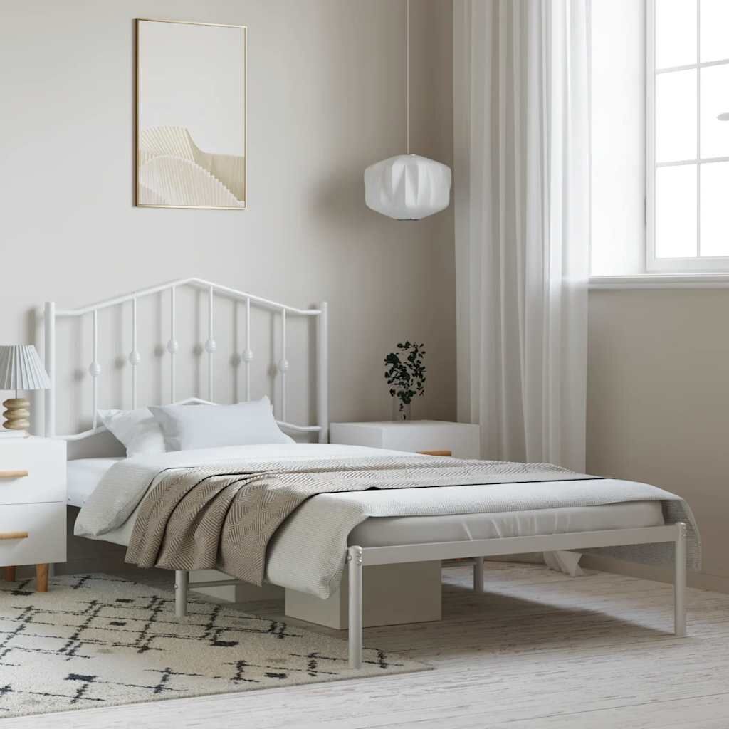Metal Bed Frame without Mattress with Headboard Black 135x190 cm Metal Bed Frame without Mattress with Headboard Black 135x190 cm