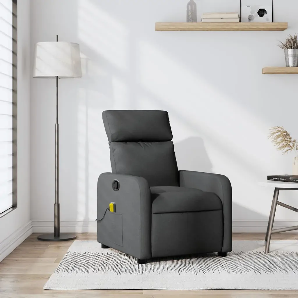 Massage Recliner Chair Dark Grey Fabric Massage Recliner Chair Dark Grey Fabric