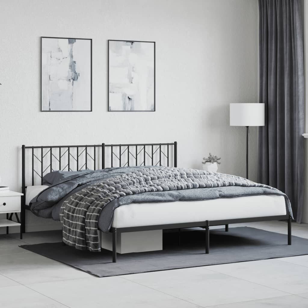 Metal Bed Frame without Mattress with Headboard Black 183x203 cm King Metal Bed Frame without Mattress with Headboard Black 183x203 cm King