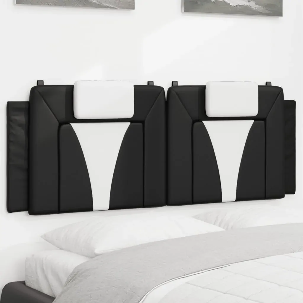 Headboard Cushion "Viana" Black and White 137 cm Double Faux Leather Headboard Cushion "Viana" Black and White 137 cm Double Faux Leather