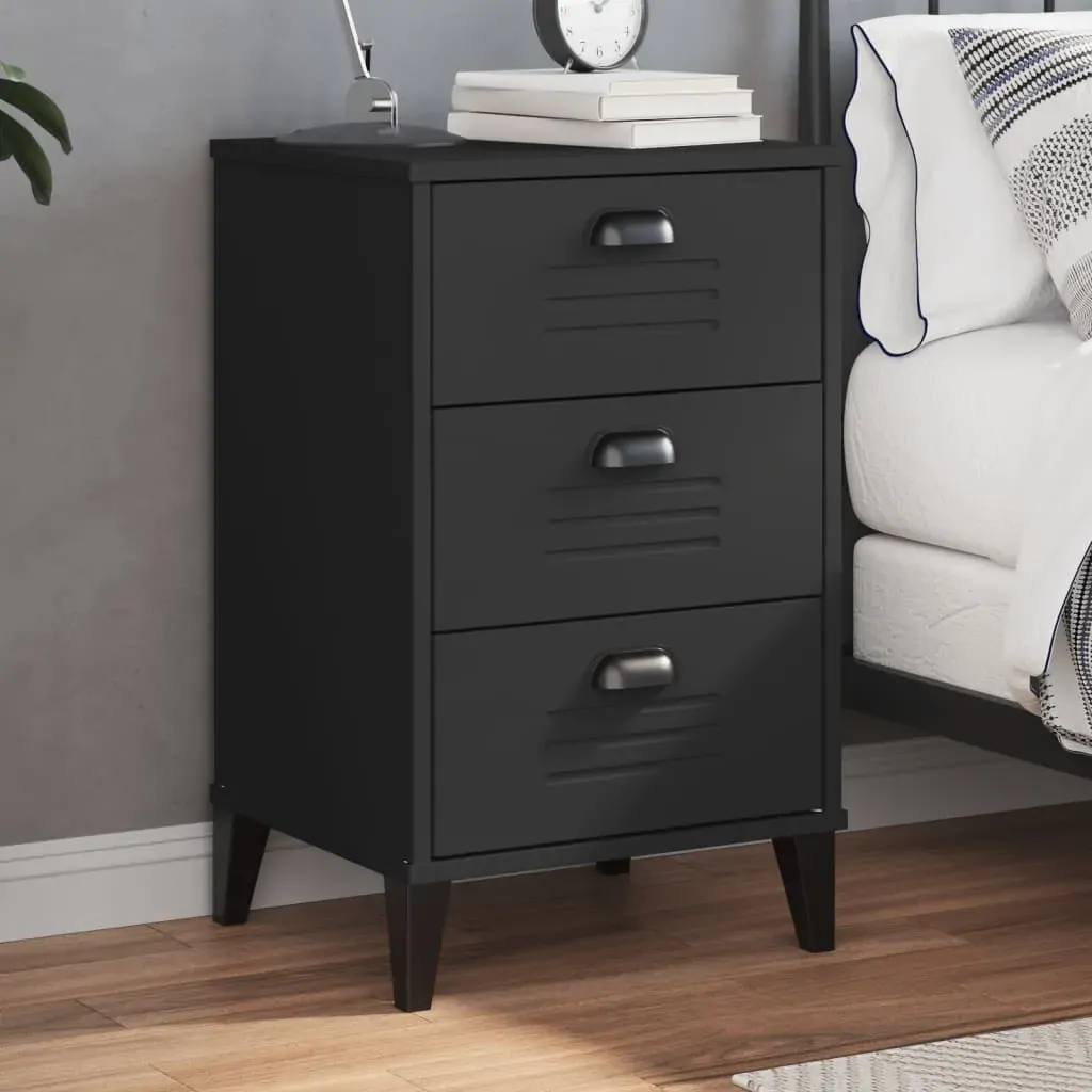 Bedside Cabinet VIKEN Black Engineered Wood Bedside Cabinet VIKEN Black Engineered Wood