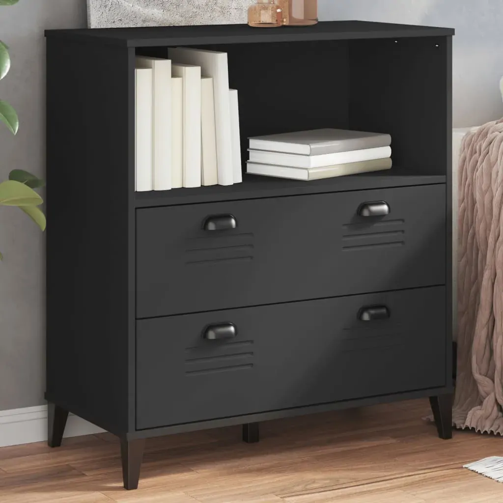 Bookcase VIKEN Black 80x40x90 cm Engineered Wood Bookcase VIKEN Black 80x40x90 cm Engineered Wood