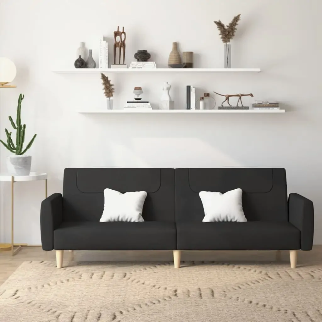 2-Seater Sofa Bed Black Fabric 2-Seater Sofa Bed Black Fabric