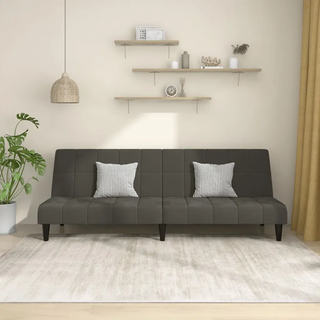 2-Seater Sofa Bed Dark Grey Velvet 2-Seater Sofa Bed Dark Grey Velvet