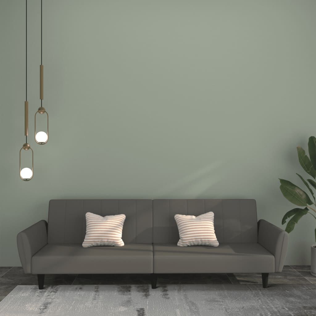 2-Seater Sofa Bed Dark Grey Velvet 2-Seater Sofa Bed Dark Grey Velvet
