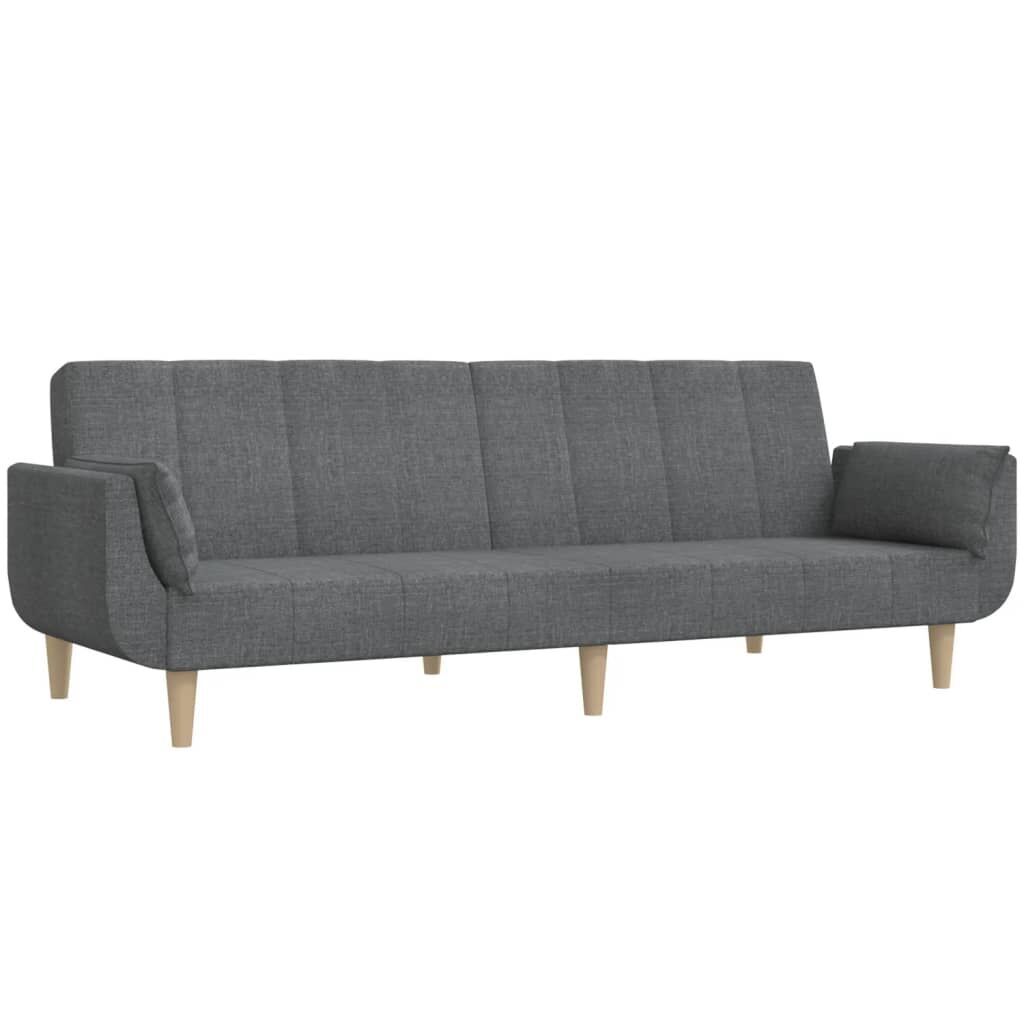 2-Seater Sofa Bed with Two Pillows Light Grey Fabric 2-Seater Sofa Bed with Two Pillows Light Grey Fabric