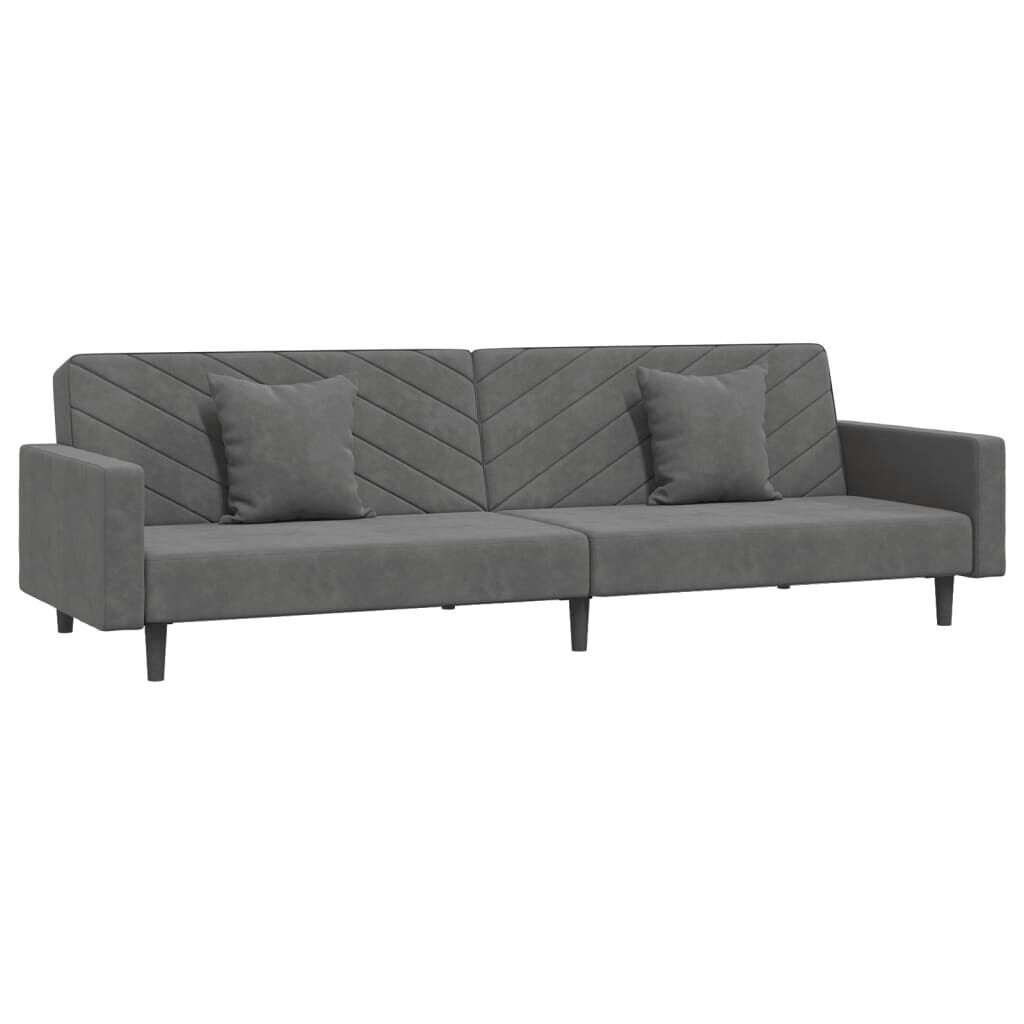 2-Seater Sofa Bed with Two Pillows Dark Grey Velvet 2-Seater Sofa Bed with Two Pillows Dark Grey Velvet