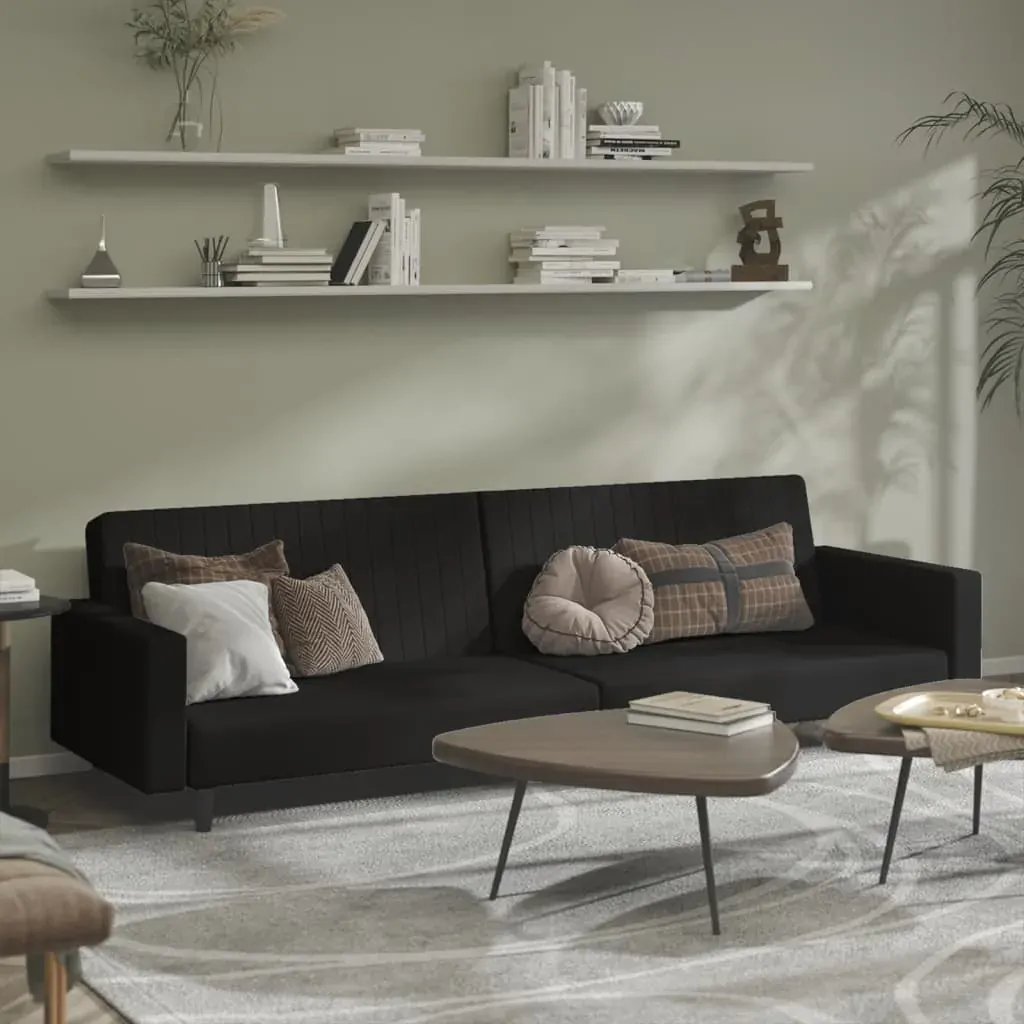 2-Seater Sofa Bed Black Velvet 2-Seater Sofa Bed Black Velvet
