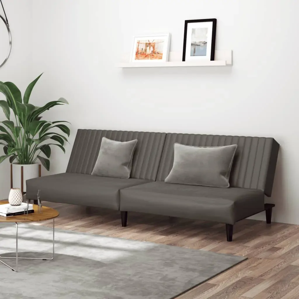 2-Seater Sofa Bed Grey Faux Leather 2-Seater Sofa Bed Grey Faux Leather
