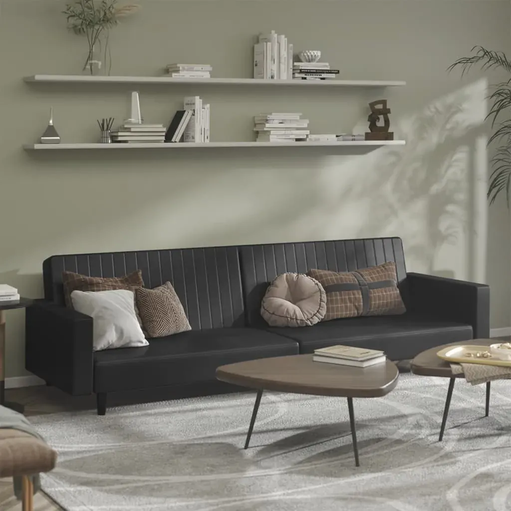 2-Seater Sofa Bed Black Faux Leather 2-Seater Sofa Bed Black Faux Leather