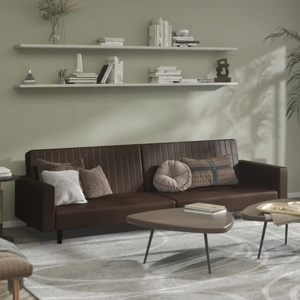 2-Seater Sofa Bed Brown Faux Leather 2-Seater Sofa Bed Brown Faux Leather