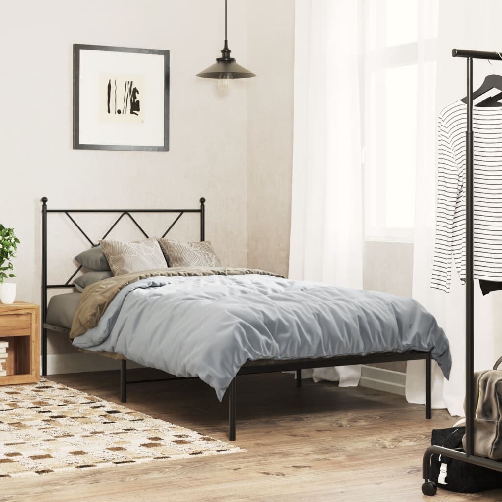 Metal Bed Frame without Mattress with Headboard Black 90x190 cm Metal Bed Frame without Mattress with Headboard Black 90x190 cm