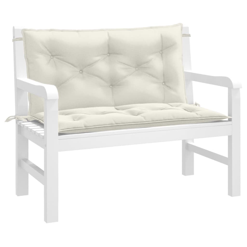 Garden Bench Cushions 2 pcs Melange Cream 100x50x7 cm Fabric Garden Bench Cushions 2 pcs Melange Cream 100x50x7 cm Fabric