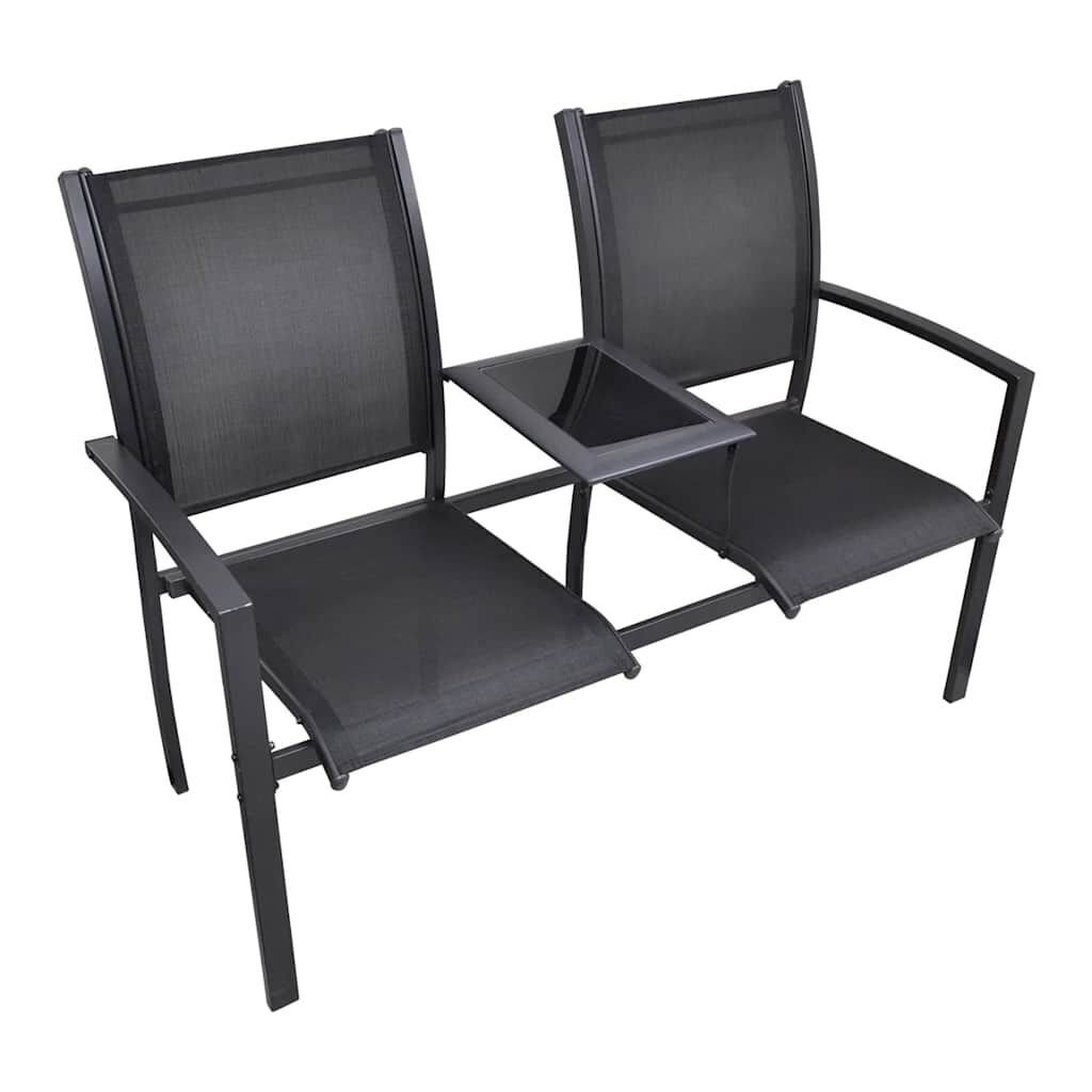 2 Seater Garden Bench 131 cm Steel and Textilene Black 2 Seater Garden Bench 131 cm Steel and Textilene Black