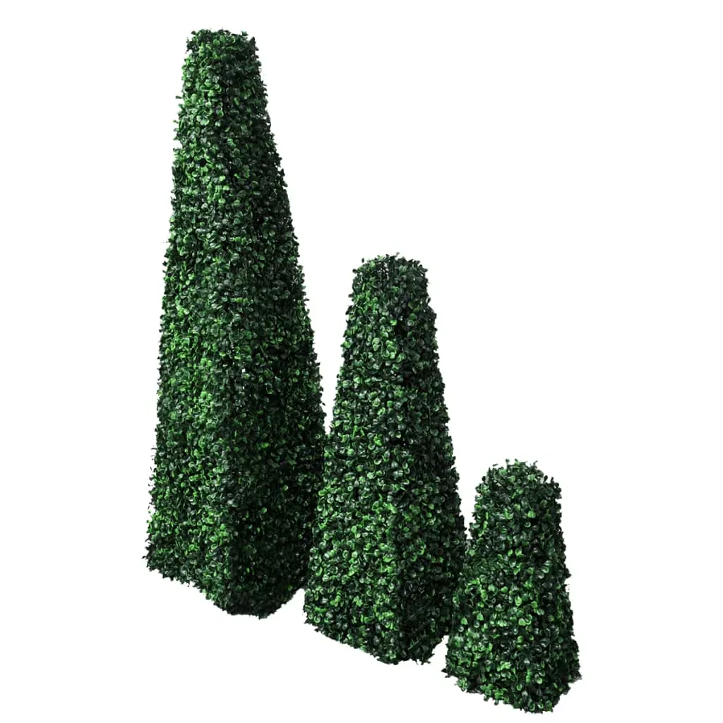 Set of 3 Artificial Boxwood Pyramid Topiary Set of 3 Artificial Boxwood Pyramid Topiary