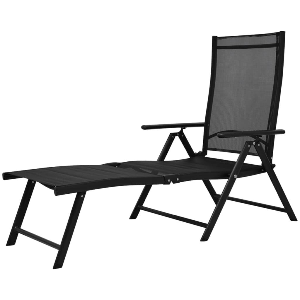 Folding Sun Lounger Aluminium Black Folding Sun Lounger Aluminium Black