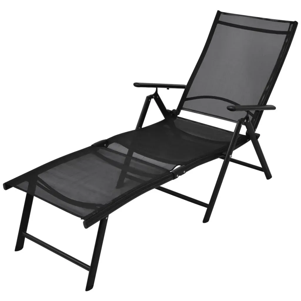 Folding Sun Lounger Aluminium Black Folding Sun Lounger Aluminium Black