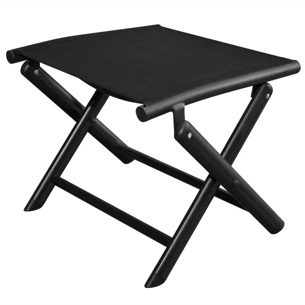 Folding Footstool Black Aluminium and Textilene Folding Footstool Black Aluminium and Textilene