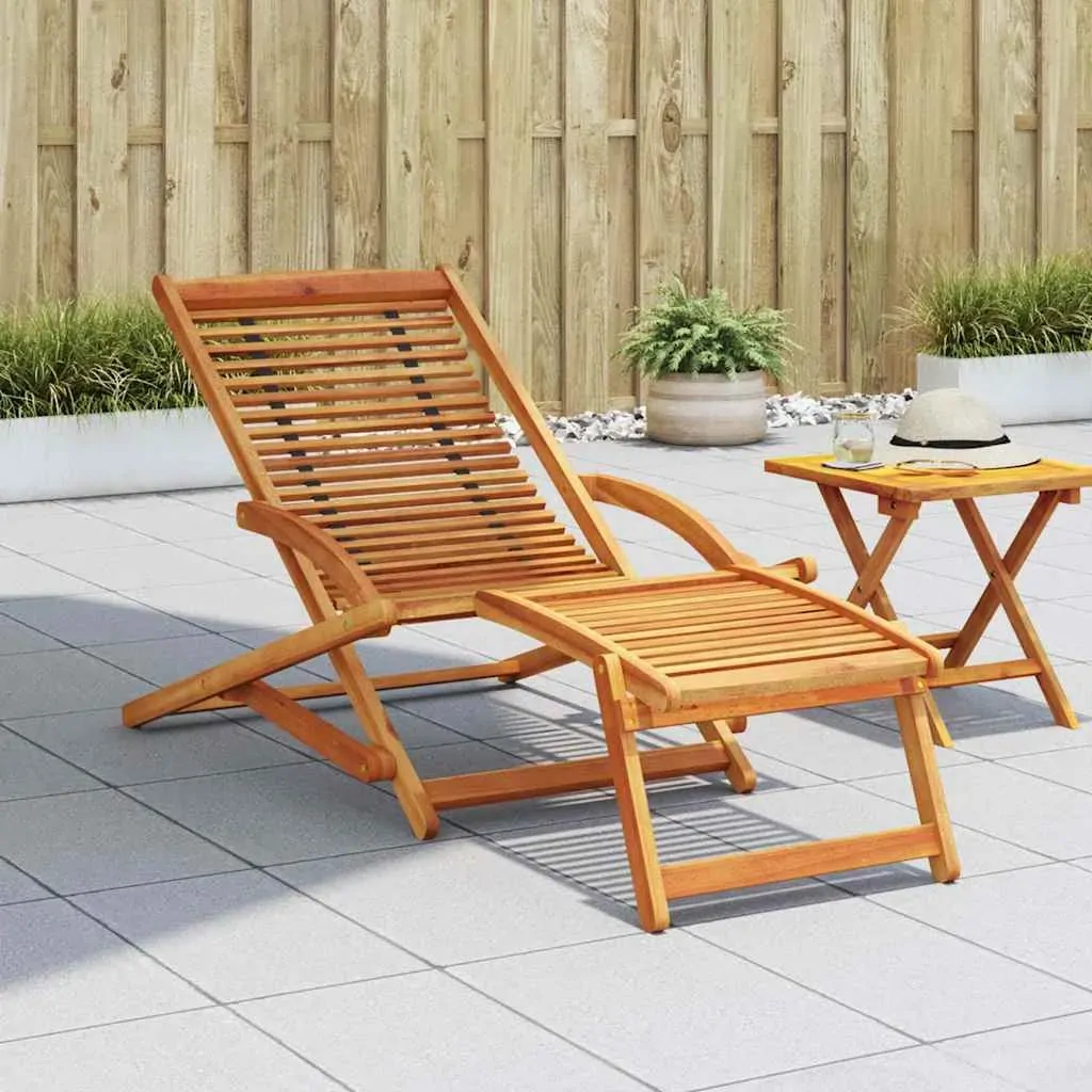 Deck Chair with Footrest Solid Acacia Wood Deck Chair with Footrest Solid Acacia Wood
