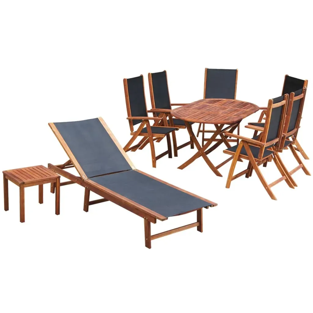 9 Piece Outdoor Dining Set with Cushions Solid Acacia Wood 9 Piece Outdoor Dining Set with Cushions Solid Acacia Wood