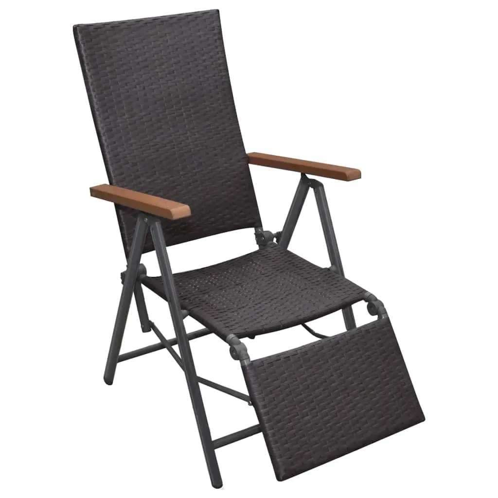Reclining Deck Chair Poly Rattan Brown Reclining Deck Chair Poly Rattan Brown