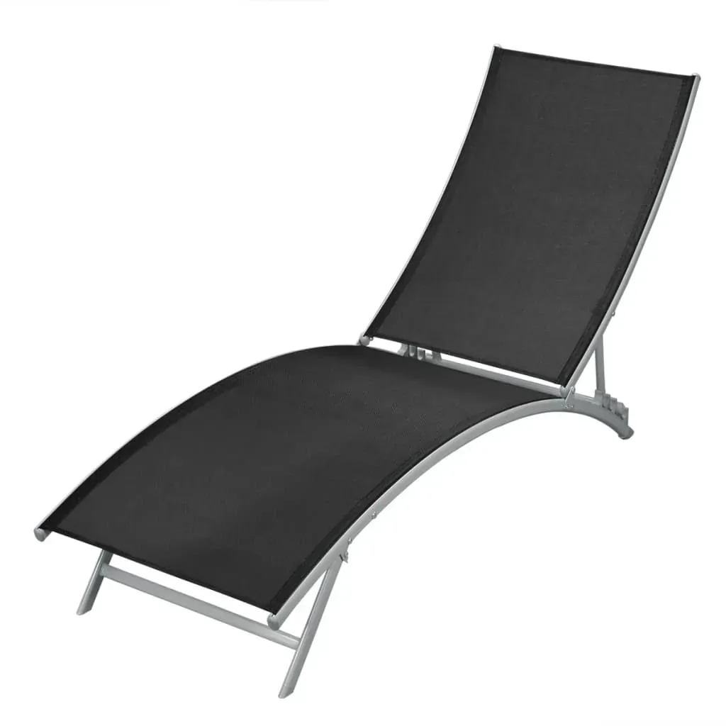 Sun Lounger Steel and Textilene Black Sun Lounger Steel and Textilene Black